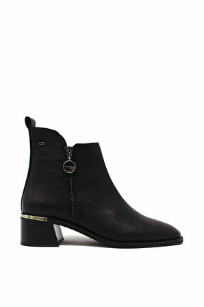 CASTLE BLACK CB9780-1 SİYAH KADIN KALIN TOPUK FERMUAR DETAYLI BOT
