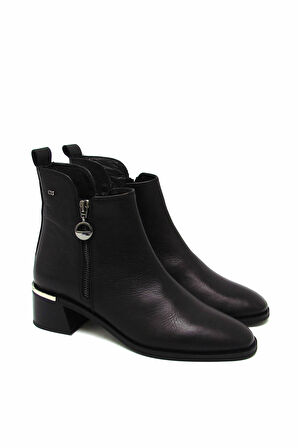 CASTLE BLACK CB9780-1 SİYAH KADIN KALIN TOPUK FERMUAR DETAYLI BOT