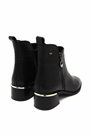 CASTLE BLACK CB9780-1 SİYAH KADIN KALIN TOPUK FERMUAR DETAYLI BOT