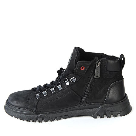 BULDOZER BUL-230005 SİYAH NUBUK ERKEK BAĞLI FERMUARLI YARIM BOT