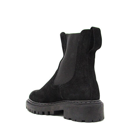 KANUGA SCL-652 SİYAH SÜET KADIN TÜM YÜZ LASTİKLİ YARIM BOT