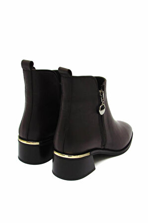CASTLE BLACK CB9780-1 KAHVERENGİ KADIN KALIN TOPUK FERMUAR DETAYLI BOT