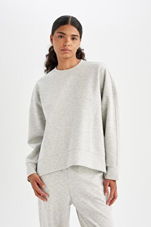 DeFactoFit Bisiklet Yaka Skuba Dalgıç Kumaş Sporcu Sweatshirt C9612AX24AUGR93