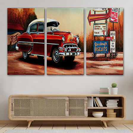 Kırmızı Klasik Araba Tablosu-6608