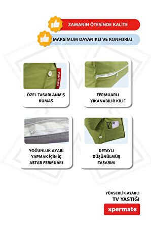 XPERMATE Tv Yastığı Bel Destek Yastığı Sırt Yastığı Boyun Destekli Yastık Ameliyat Sonrası Yastık Koyu Yeşil