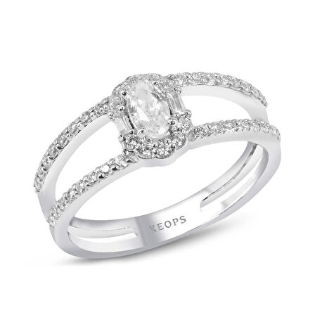 0,54 Karat Çift Kollu Baget Oval Yüzük