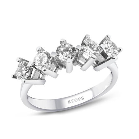 E Renk 1 Karat Pırlanta Beştaş Yüzük