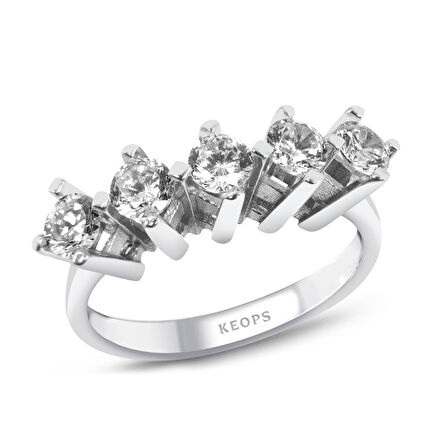 D Renk 0.75  Karat Pırlanta Beştaş Yüzük