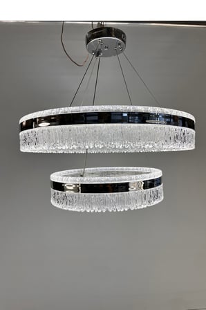 Modern Tasarım Çift Katlı Kristal Halka LED Avize