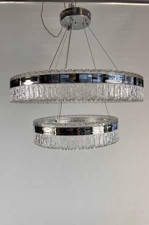Modern Tasarım Çift Katlı Kristal Halka LED Avize