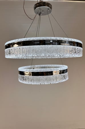 Modern Tasarım Çift Katlı Kristal Halka LED Avize