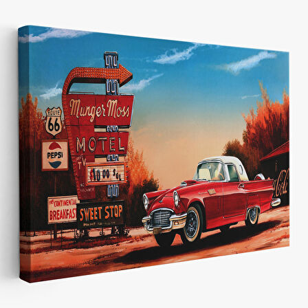 Kırmızı Klasik Araba Tablosu-6611