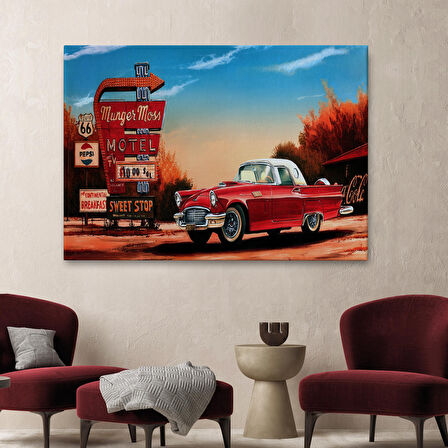 Kırmızı Klasik Araba Tablosu-6611