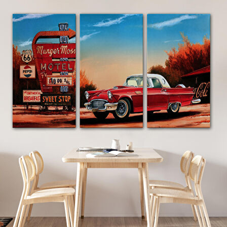 Kırmızı Klasik Araba Tablosu-6611