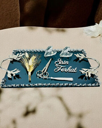 Serenity Gümüş Söz Tepsisi ve Damat Kahve Fincan Tepsisi