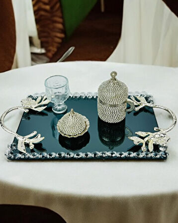 Serenity Gümüş Söz Tepsisi ve Damat Kahve Fincan Tepsisi