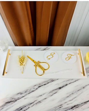 Bond Gold Söz ve Mermer Nişan Tepsisi