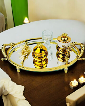 Infinity Gold Şık Söz Nişan Tepsisi