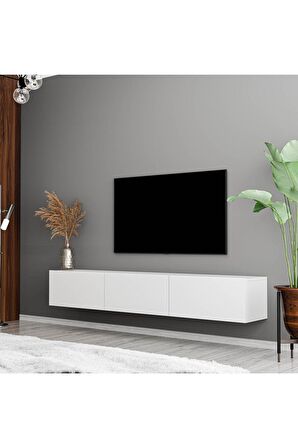 1230 SOLE 3 KAPAKLI KULPSUZ 180 CM TV ÜNİTESİ BEYAZ