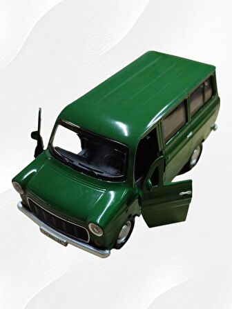 Nostaljik Metal Çek Bırak Ford Sesli ve Işıklı Minibüs Yeşil ( 1/36 Ölçek )