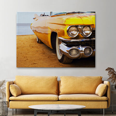 Sarı Klasik Araba Tablosu-6612