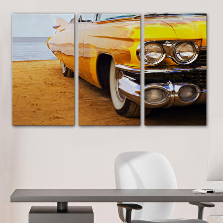 Sarı Klasik Araba Tablosu-6612