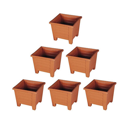 Omnipazar SY-5847 Dekoratif Plastik Kare Ayaklı Saksı 15 lt Kiremit 6 Adet