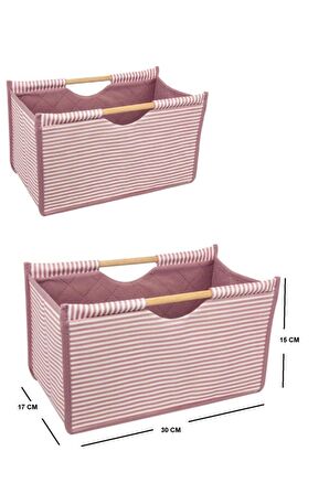 TAHTA SAPLI KUTU MİNİ 30x17x15 cm PEMBE
