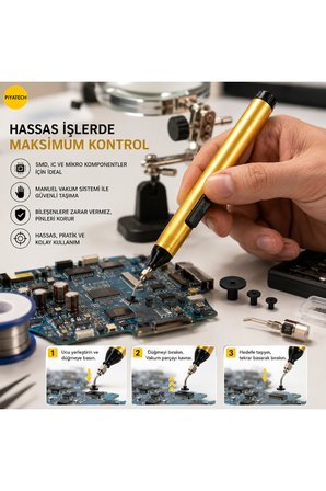 FFQ-939 El Tipi Vakumlu Kalem Entegre Tutucu Smd Komponent Çıkarma Cımbızı 3 Başlıklı Set