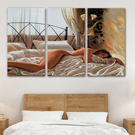 Yataktaki Güzel Kadın Dekoratif Duvar Tablosu-6617