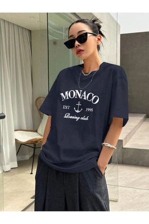 Unisex Monaco Baskılı Tasarım Tshirt