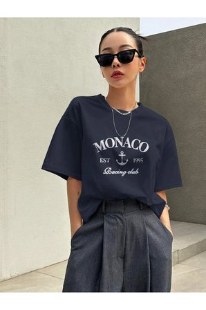 Unisex Monaco Baskılı Tasarım Tshirt