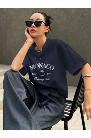 Unisex Monaco Baskılı Tasarım Tshirt
