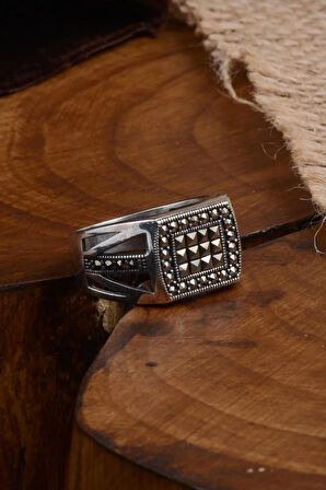 Markazit Taşlı Erkek Gümüş Yüzük