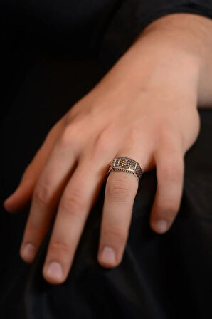 Markazit Oval Dikdörtgen Model Taşlı Erkek Gümüş Yüzük