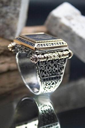 Kadın Kelime-i Şehadet Yazılı 925 Ayar Erkek Gümüş Yüzük Gyzyzkend04-syh