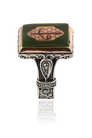 Elif Yazılı Kare Model Gümüş Erkek Yüzük Gyzelıfyzlı-gms