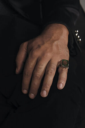 Elif Yazılı Kare Model Gümüş Erkek Yüzük Gyzelıfyzlı-gms