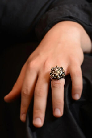 Osmanlı Motif Içi Açılabilen 925 Ayar Erkek Gümüş Yüzük Gyzosmnlmtf-gms