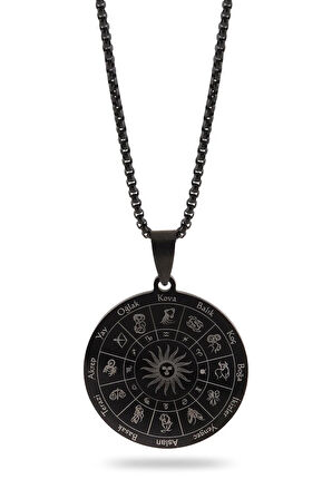 Unisex Akrep Burcu Kolyesi   Çelik Kolye Siyah Polo Zincir Cklakrpburc-syh