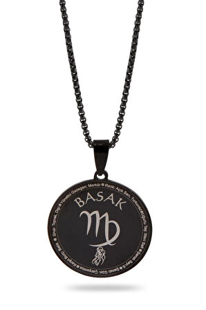 Başak Burcu Kolyesi Çelik Kolye Siyah Polo Zincir Cklbasakbr1-syh