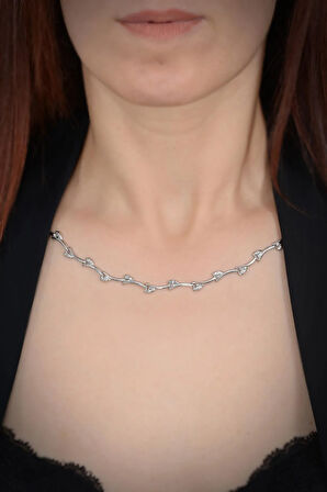 Ayışığı Kalp Figürlü Çiçek Desenli Gümüş Kadın Kolye - Gklayısıgı1-gms