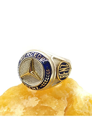 Mercedes Benz Logolu Erkek Gümüş Yüzük
