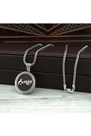 Kemal Atatürk Imzalı Yuvarlak Model Gümüş Erkek Kolye