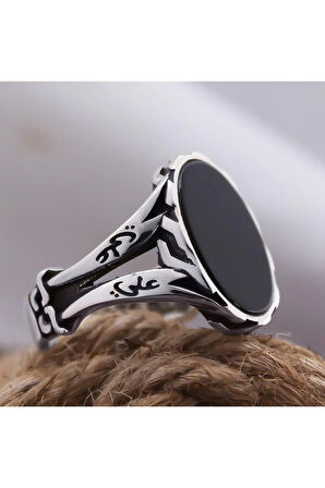 Siyah Oniks Taşlı Zülfikar Kasa Özel Seri Erkek Gümüş Yüzük