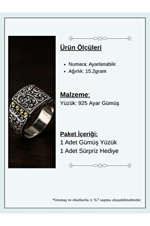 Erkek Kalem İşçiliği Erzurum El İşi 925 Ayar Gümüş Yüzük