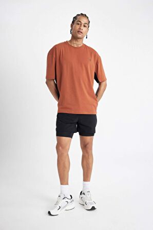 DeFactoFit Slim Fit Dar Kesim Sporcu Taytlı Dokuma Şort B4776AX24SPBK81