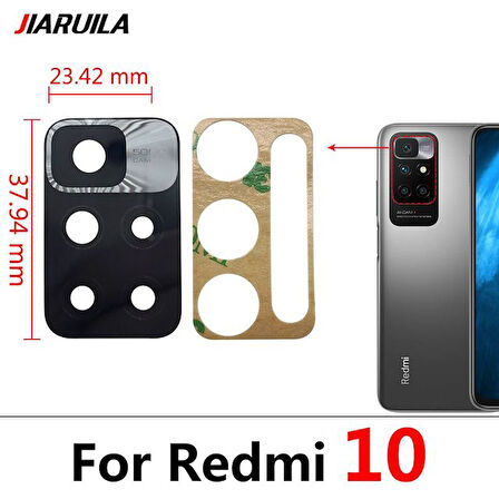 Tkgz Xiaomi Redmi 10 Arka Kamera Camı Lens Yapışkanlı