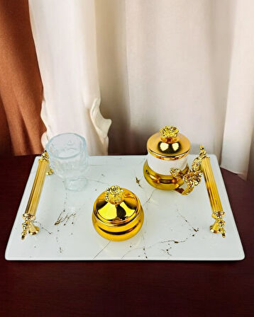 Soulmate Beyaz Desenli Söz Tepsisi ve Nişan Tepsisi