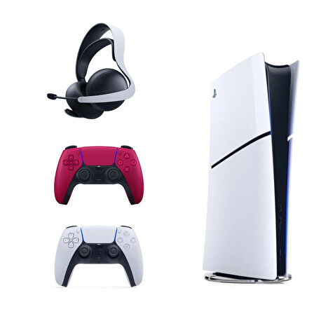 Sony Playstation 5 Slim İthalatçı Garantili + 2.  Kırmızı Dualsense + Pulse 3D Kablosuz Kulaklık